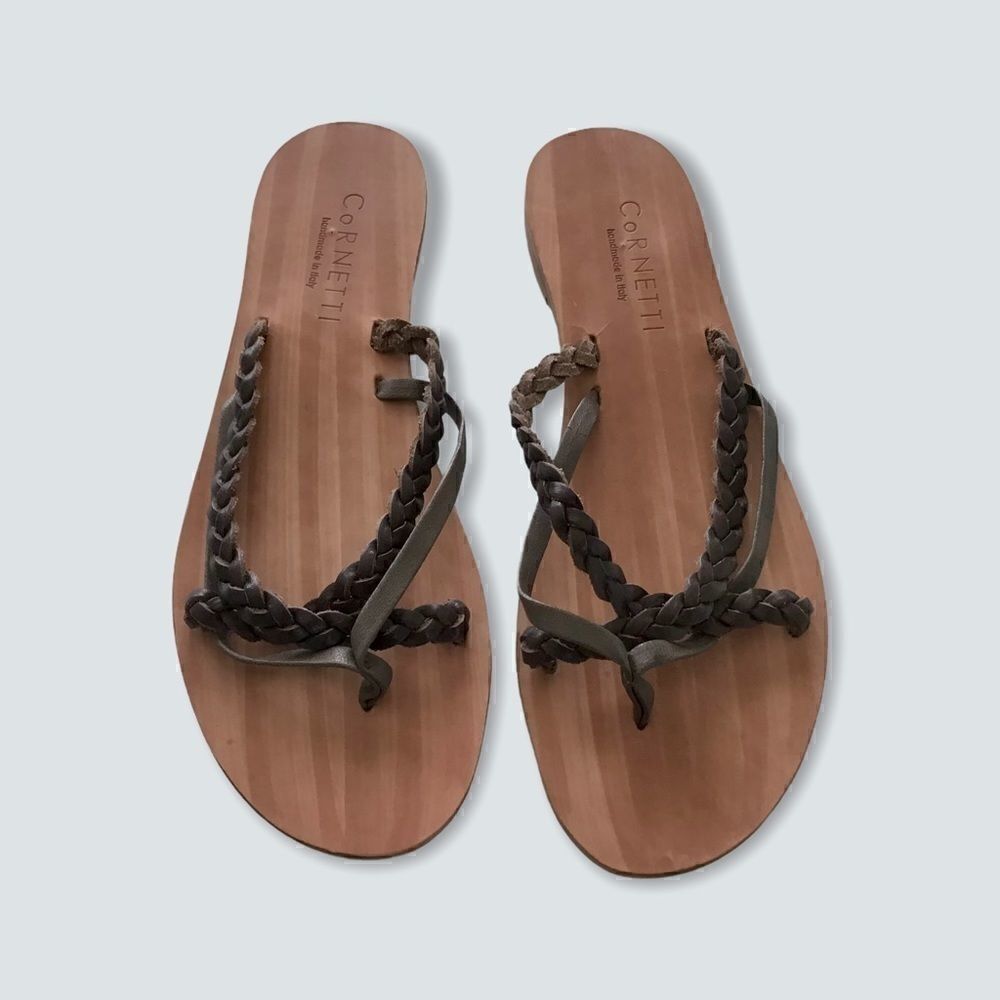 CoRNETTI  Leather Braided Sandal